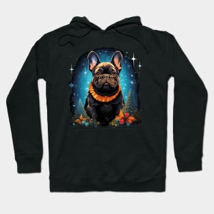 Christmas French Bulldog, Christmas Tree Night Sky Scenery Hoodie